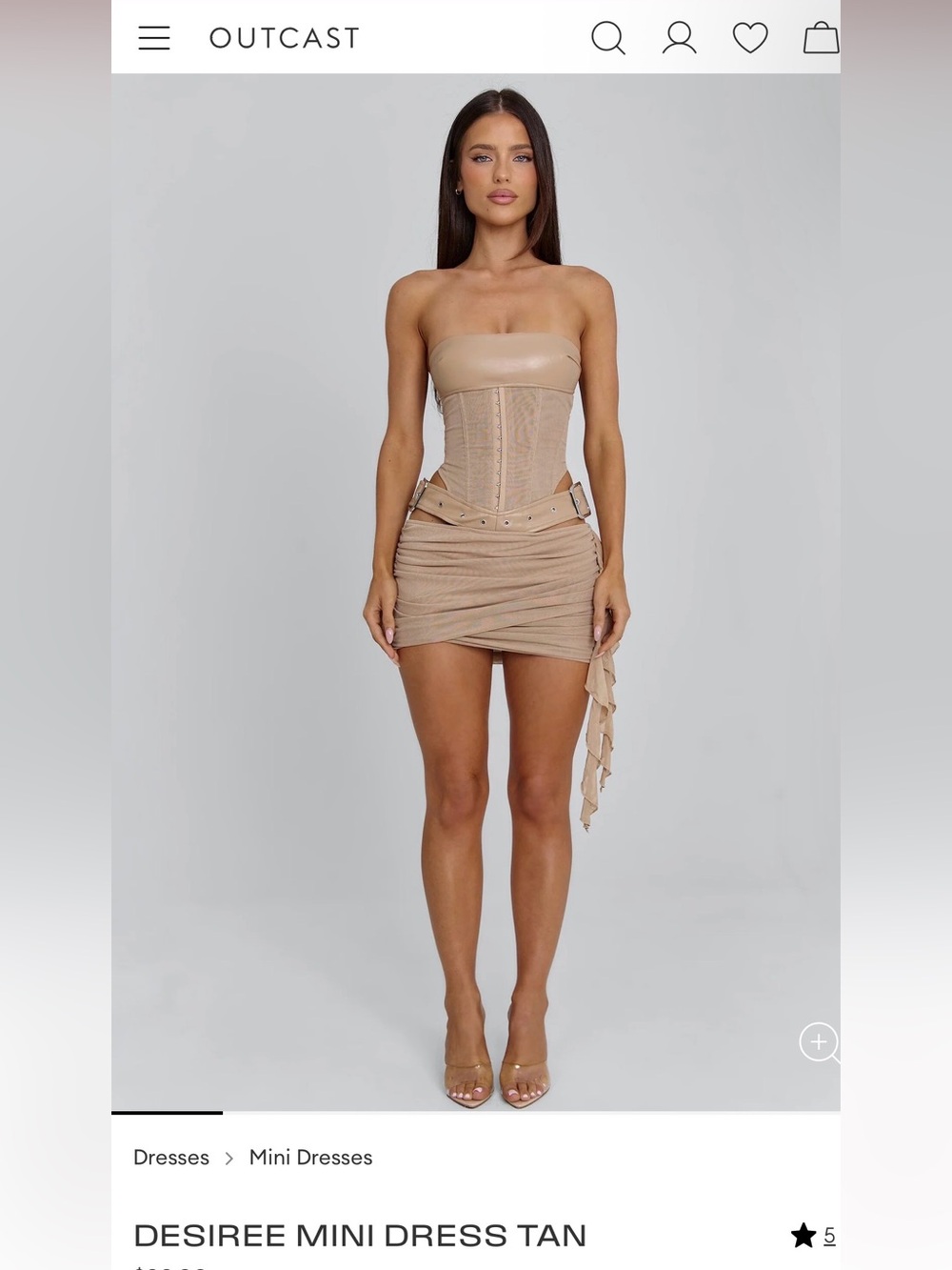 Outcast Desiree Tan Strapless Mini Dress